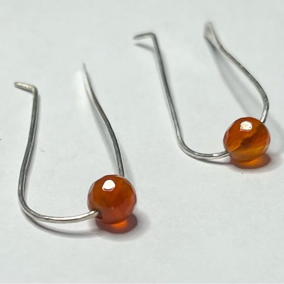 Source Unknown Jewelry - Silver tone earrings orange bead jewelry